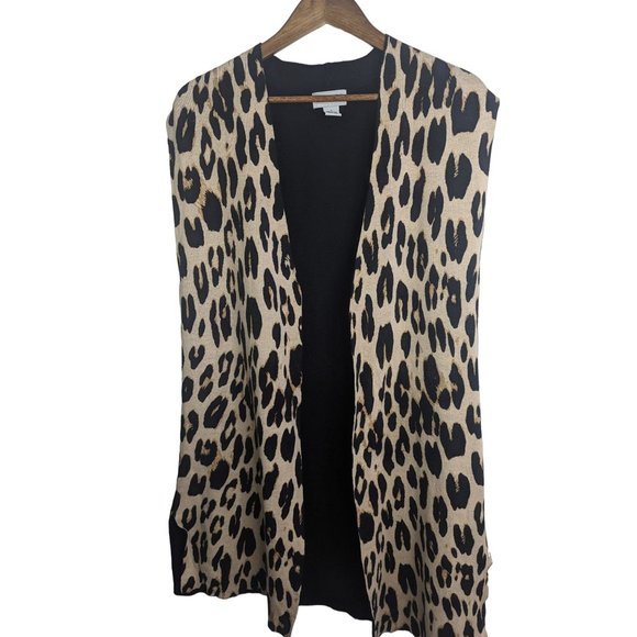 Carmen Marc Valvo Women's Cheetah Animal Print Tunic Open Style Vest SZ L - Picture 1 of 8
